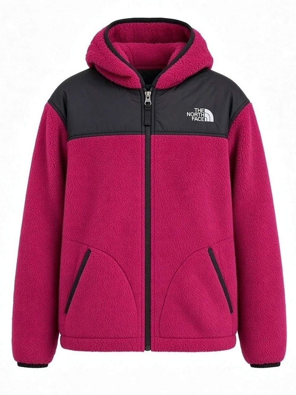The North Face Fleece Hooded Jacket Girls L Magenta & Black